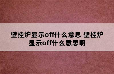 壁挂炉显示off什么意思 壁挂炉显示off什么意思啊